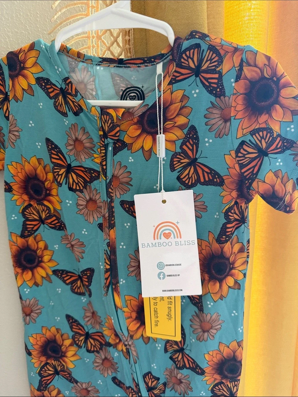 Bamboo Bliss Sunflower & Butterfly Short Zippy 2T NWT